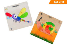Load image into Gallery viewer, Brilla Wooden Educational Pick & Fix Jigsaw Puzzle for kids Dragon Fly & Snail with Scan & Learn (Set of 2) - Brilla: One-Stop Solution for Preschool Resources