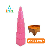 Load image into Gallery viewer, Montessori Pink Tower and Training Video with Wooden Stand (Optional)