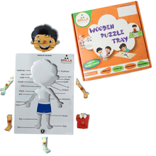 Load image into Gallery viewer, Wooden puzzle :Educational Pick & Fix Puzzle - Parts of Body with Scan & Learn - Brilla: One-Stop Solution for Preschool Resources