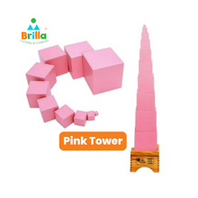 Load image into Gallery viewer, Montessori Pink Tower and Training Video with Wooden Stand (Optional)