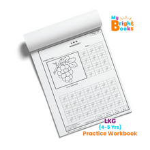 Load image into Gallery viewer, Preschool LKG practice workbook page with grape coloring and handwriting exercises for ages 4-5 years