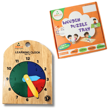 Load image into Gallery viewer, Wooden Puzzle - Educational Learning Clock with scan and learn - Brilla: One-Stop Solution for Preschool Resources