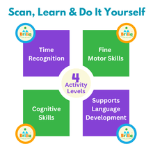 Load image into Gallery viewer, Wooden Puzzle - Educational Learning Clock with scan and learn - Brilla: One-Stop Solution for Preschool Resources