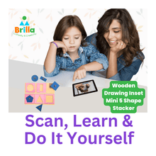 Load image into Gallery viewer, Montessori Materials - Wooden Drawing Inset Mini 5 Shape Stacker Kids