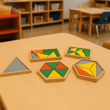 Load image into Gallery viewer, Montessori Constructive Triangles ( complete with all 5 Boxes) - Brilla: One-Stop Solution for Preschool Resources