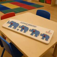 Load image into Gallery viewer, wooden puzzle -Learning Elephant Seriation with Scan & Learn - Brilla: One-Stop Solution for Preschool Resources