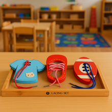 Load image into Gallery viewer, Montessori Materials - Wooden Lacing Set (3 Pcs) for Kids' Learning