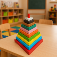 Load image into Gallery viewer, Build A Tower Wooden Stacking Tower for Kids (Triangle)