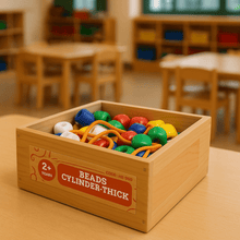 Load image into Gallery viewer, Montessori Materials Wooden Beads Cylinders Set of 100- Safe & Vibrant - Brilla: One-Stop Solution for Preschool Resources