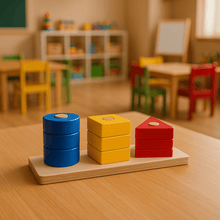 Load image into Gallery viewer, Montessori Materials - Brilla Wooden 3 Shape Stacker for Kids Learning - Brilla: One-Stop Solution for Preschool Resources