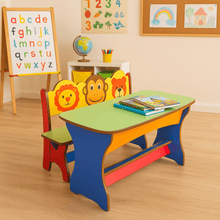 Load image into Gallery viewer, Desk and Bench – Brilla Premium Classroom Wooden Set (3 Seater) - Brilla: One-Stop Solution for Preschool Resources