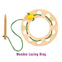 Load image into Gallery viewer, Montessori Materials Wooden Lacing Ring for Play and Fine Motor Skills