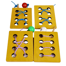 Load image into Gallery viewer, Montessori Materials for Kids - Educational Wooden Lacing Plate