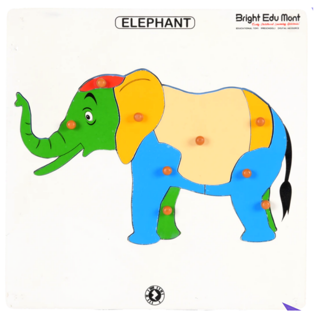 Wooden Educational Pick & Fix Puzzle - Elephant with Scan & Learn