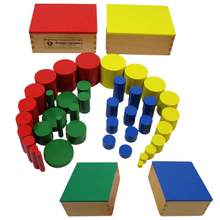 Load image into Gallery viewer, wooden montessori knobless cylinders set kids early developmental toy beechwood blocks family childrens educational toys sets materials bangalore premium bis certified kidken edu edge best montessori best quality play school materials
