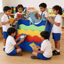 Load image into Gallery viewer, Brilla Wooden Dolphin Theme Bookshelf for Kids or Preschools