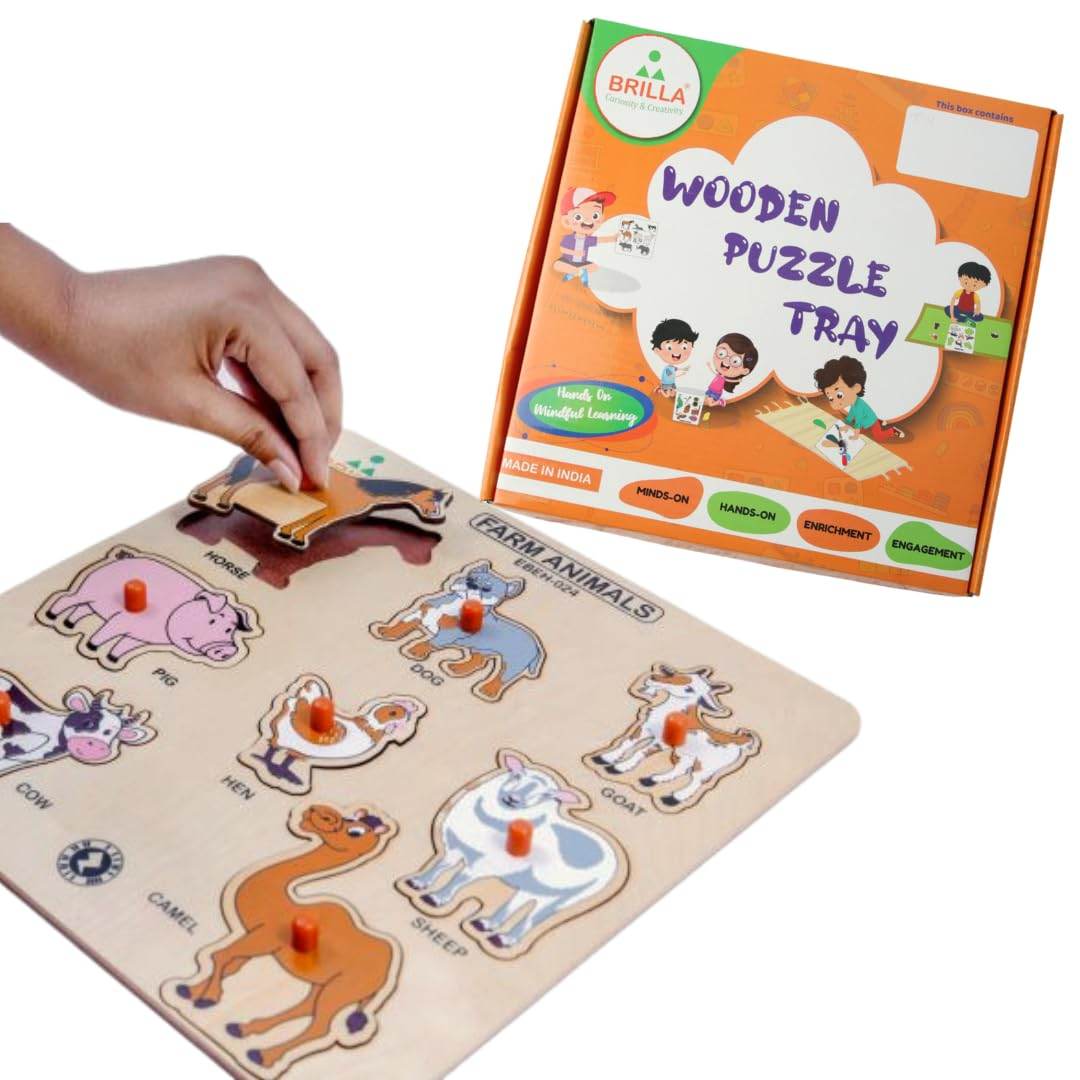 Wooden Puzzle - Educational Learning Domestic Animals with Scan & Learn - Brilla: One-Stop Solution for Preschool Resources