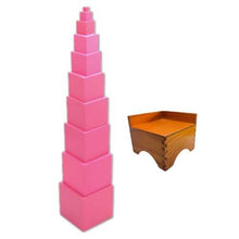 Load image into Gallery viewer, Montessori Pink Tower and Training Video with Wooden Stand (Optional) - Brilla: One-Stop Solution for Preschool Resources