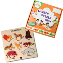 Load image into Gallery viewer, Wooden Puzzle - Educational Learning Wild Animals with Scan & Learn - Brilla: One-Stop Solution for Preschool Resources