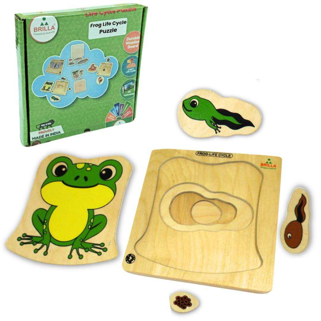 Wooden Puzzle Multilayer Puzzle for Frog Life Cycle with Scan