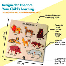 Load image into Gallery viewer, Wooden Puzzle - Educational Learning Wild Animals with Scan & Learn - Brilla: One-Stop Solution for Preschool Resources
