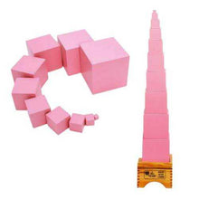 Load image into Gallery viewer, Montessori Pink Tower and Training Video with Wooden Stand (Optional) - Brilla: One-Stop Solution for Preschool Resources