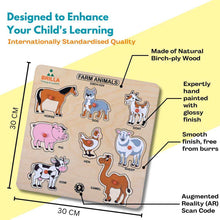Load image into Gallery viewer, Wooden Puzzle - Educational Learning Domestic Animals with Scan & Learn - Brilla: One-Stop Solution for Preschool Resources