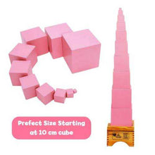Load image into Gallery viewer, Montessori Pink Tower and Training Video with Wooden Stand (Optional) - Brilla: One-Stop Solution for Preschool Resources