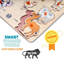 Load image into Gallery viewer, Wooden Puzzle - Educational Learning Domestic Animals with Scan & Learn - Brilla: One-Stop Solution for Preschool Resources