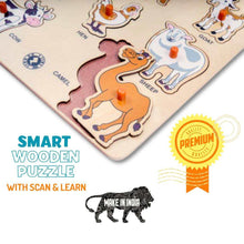 Load image into Gallery viewer, Wooden Puzzle - Educational Learning Domestic Animals with Scan & Learn - Brilla: One-Stop Solution for Preschool Resources