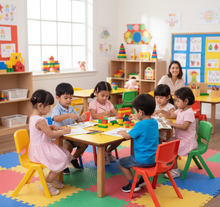 Load image into Gallery viewer, Brilla Wooden Classroom Table (6 Seater - Rectangle shape) for Preschools - Brilla: One-Stop Solution for Preschool Resources