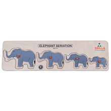 Load image into Gallery viewer, wooden puzzle -Learning Elephant Seriation with Scan & Learn - Brilla: One-Stop Solution for Preschool Resources