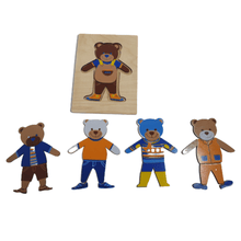 Load image into Gallery viewer, Montessori Materials: Wooden Dressing of Bear Educational Puzzle