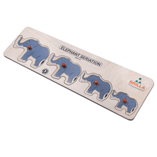 Load image into Gallery viewer, Brilla Wooden Learning Educational Puzzle for Kids - Elephant Seriation & Lion Seriition with Scan and Learn (Set of 2) - Brilla: One-Stop Solution for Preschool Resources