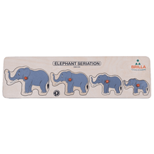 Load image into Gallery viewer, Brilla Wooden Learning Educational Puzzle for Kids - Elephant Seriation & Lion Seriition with Scan and Learn (Set of 2) - Brilla: One-Stop Solution for Preschool Resources
