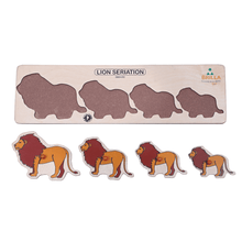 Load image into Gallery viewer, Brilla Wooden Learning Educational Puzzle for Kids - Elephant Seriation & Lion Seriition with Scan and Learn (Set of 2) - Brilla: One-Stop Solution for Preschool Resources