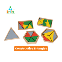 Load image into Gallery viewer, Montessori Constructive Triangles ( complete with all 5 Boxes) - Brilla: One-Stop Solution for Preschool Resources
