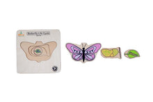 Load image into Gallery viewer, Brilla Wooden Multilayered Pick and Place Puzzle for Learning Life Cycle of Butterfly &amp; Plant with Scan &amp; Learn (Set of 2)
