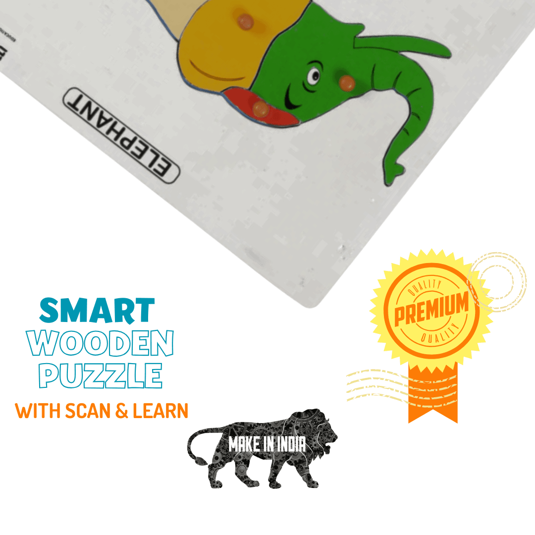 Educational Pick Wooden Puzzle - Educational Pick & Fix Elephant with Scan & Learn ...