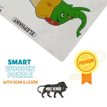 Load image into Gallery viewer, Wooden Educational Pick &amp; Fix Puzzle - Elephant with Scan &amp; Learn
