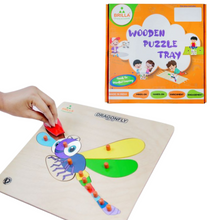 Load image into Gallery viewer, Wooden Educational Pick &amp; Fix Puzzle Dragonfly with Scan &amp; Learn
