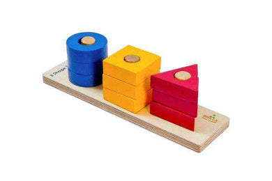 Montessori Materials - Brilla Wooden 3 Shape Stacker for Kids Learning