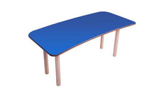 Load image into Gallery viewer, Brilla Wooden Classroom Table (6 Seater - Moon shape) for Preschools (Blue Color)
