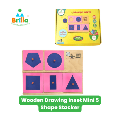 Wooden Drawing Inset Mini 5 Shape Stacker - Brilla: One-Stop Solution for Preschool Resources
