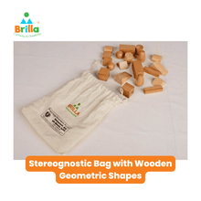 Load image into Gallery viewer, Montessori Materials - Stereognostic Bag with Wooden Geometric Shapes - Brilla: One-Stop Solution for Preschool Resources

