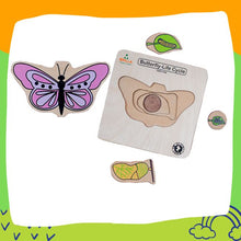 Load image into Gallery viewer, Brilla Wooden Multilayered Pick and Place Puzzle for Learning Life Cycle of Butterfly &amp; Plant with Scan &amp; Learn (Set of 2)
