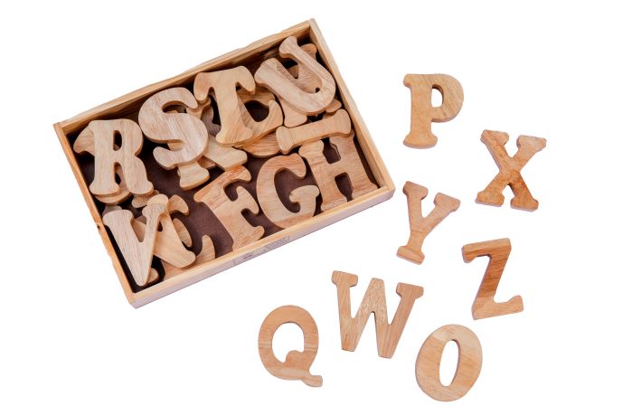 Wooden Jumbo English Alphabet Uppercase in Wooden Box