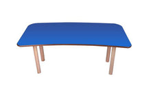Load image into Gallery viewer, Brilla Wooden Classroom Table (6 Seater - Moon shape) for Preschools (Blue Color)
