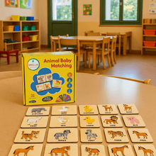 Load image into Gallery viewer, Montessori materials for Kids - Animal &amp; Baby Wooden Matching Cards
