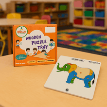 Load image into Gallery viewer, Wooden Puzzle - Educational Pick &amp; Fix Elephant with Scan &amp; Learn - Brilla: One-Stop Solution for Preschool Resources
